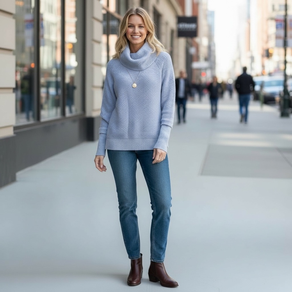 Market & Spruce x Stitch Fix Women’s Light Blue Cowl Neck Sweater Casual Classic